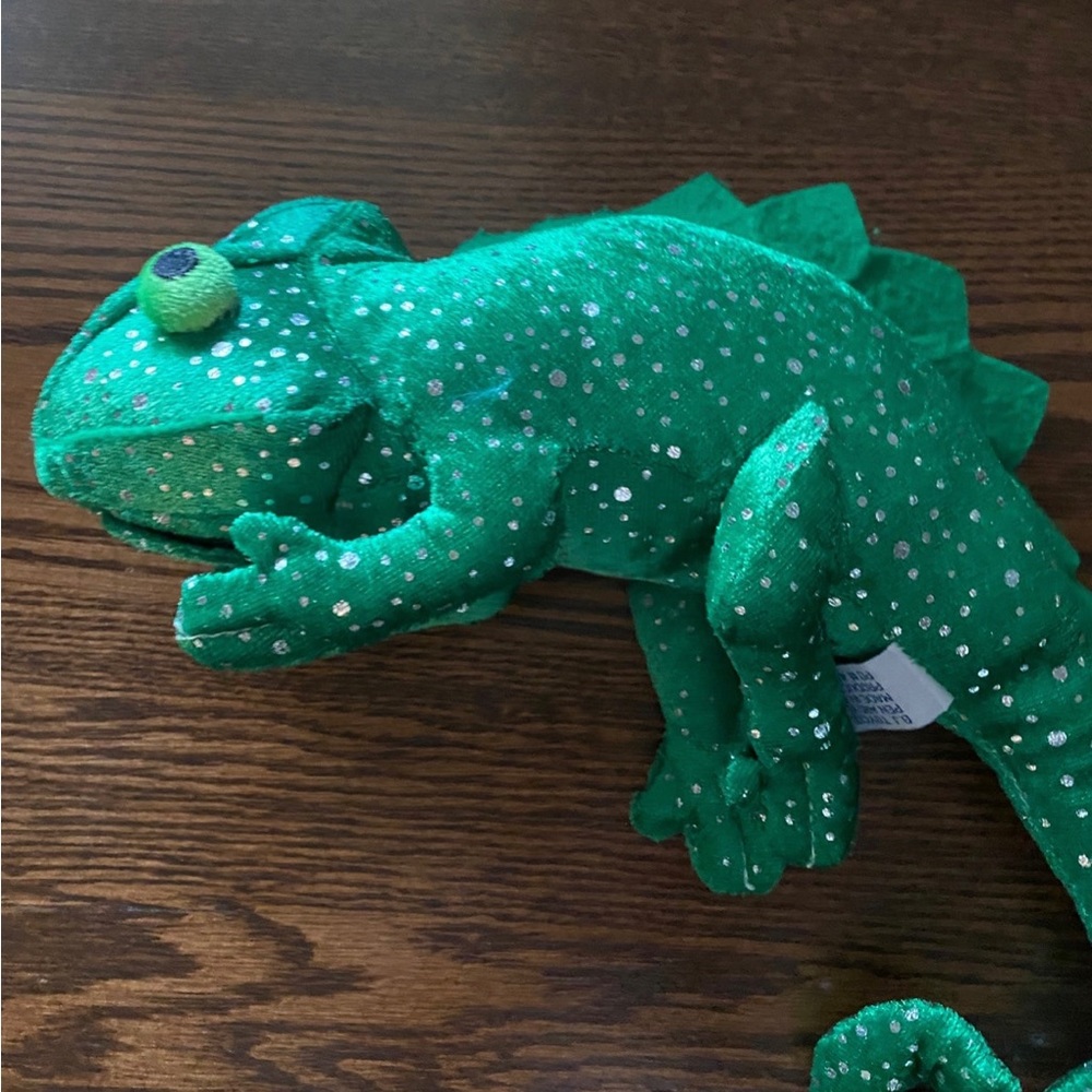 green chameleon toy plush B.J. Toys